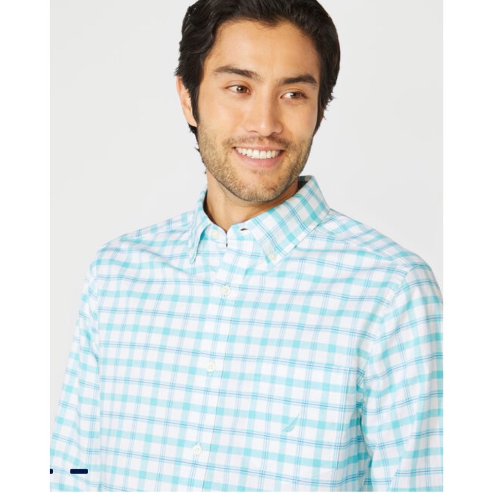 Nautica Classic Fit Long Sleeve Plaid Oxford Shirt - Picture 7 of 9